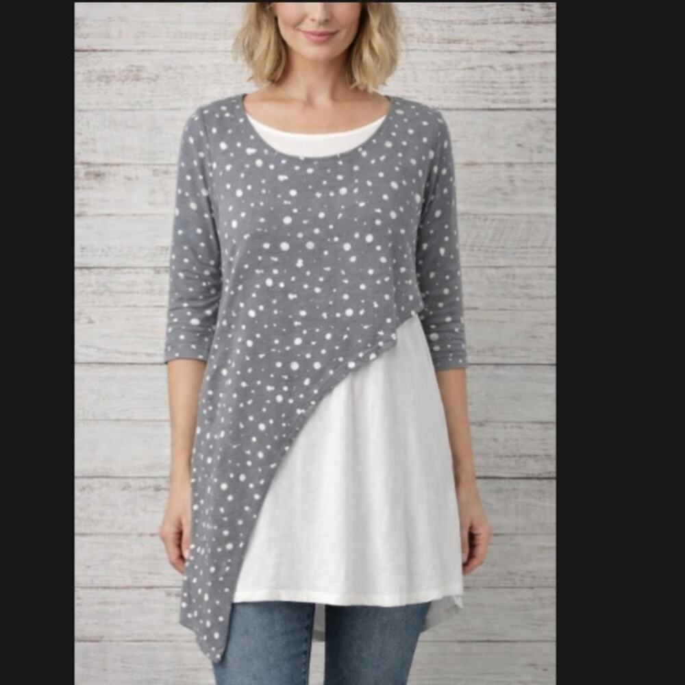 Avivit Yizhar Unique Asymmetrical Layering Top Gray Speckle